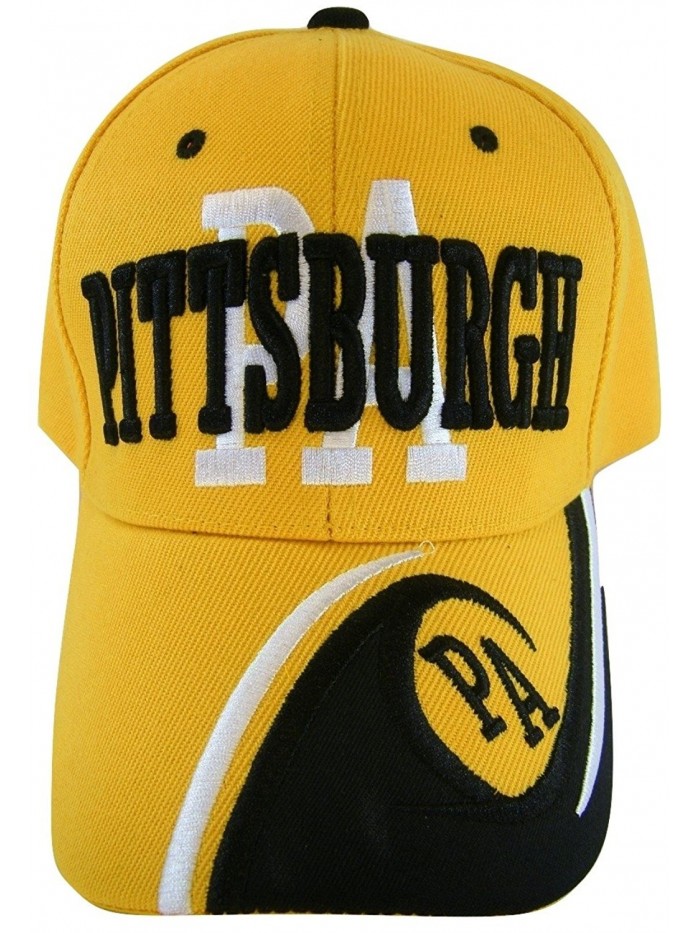 Pittsburgh Men's PA Wave Pattern Adjustable Baseball Cap - Gold/Black - CJ17WYULLUY