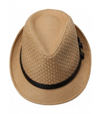 Jimall Men Women Short Brim Jazz Hat Straw Cap Sun Protection Hats Brown - C312HIGIIE5