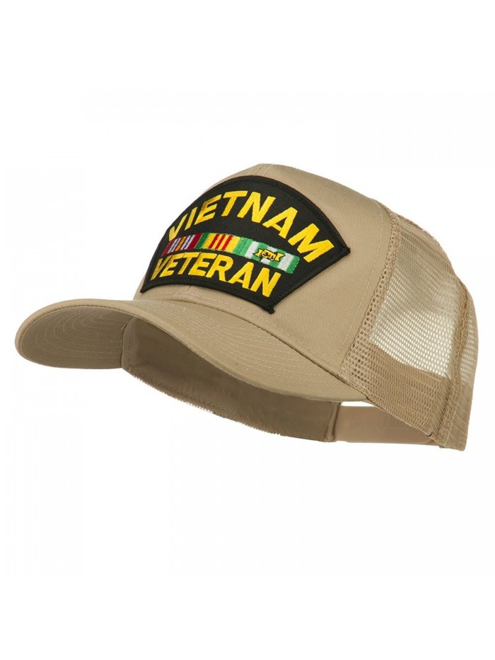Vietnam Veteran Military Patched Mesh Back Cap - Khaki - CL11ND5JPBB