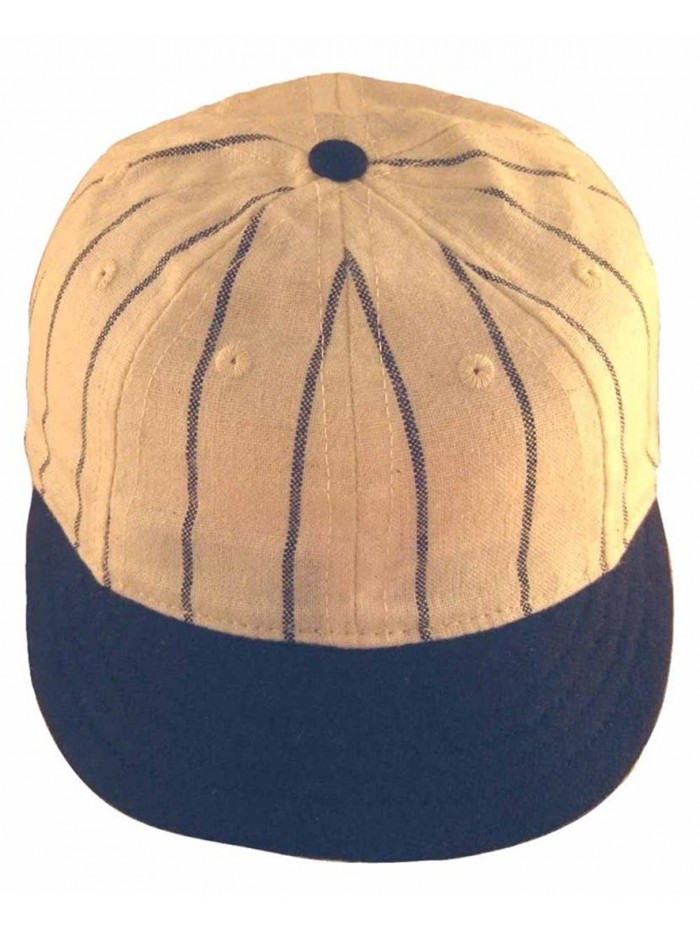 Ideal Cap Co. Pinstripe Brooklyn Style Vintage Baseball Cap Cap Circa 1910  - White/navy - CI11MMJXZD3