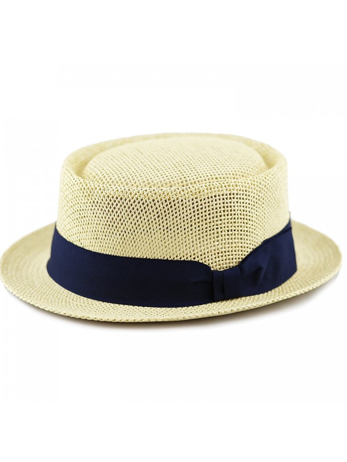 The Hat Depot Unisex Summer Paper Straw Short Brim Porkpie Hat - Natural - C017Y4SM6EK