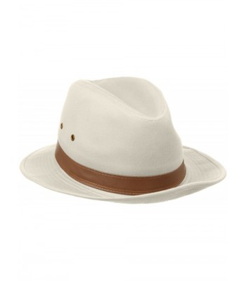 Dorfman Pacific Men's One-Piece Canvas Faux Leather-Trim Safari Hat - Putty - CJ119EX8387