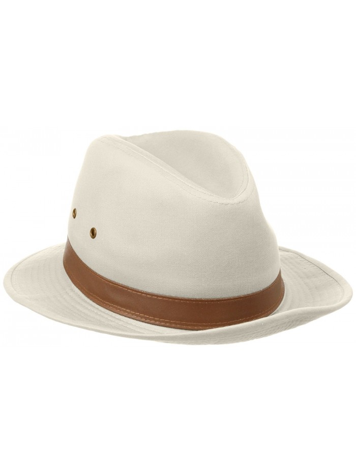 Dorfman Pacific Men's One-Piece Canvas Faux Leather-Trim Safari Hat - Putty - CJ119EX8387