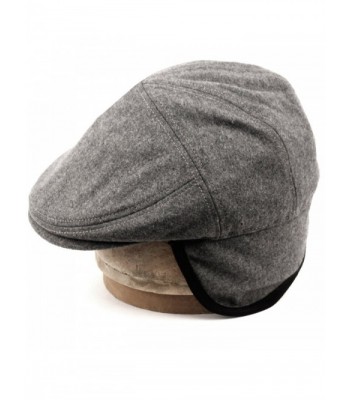 Epoch hats 100% Wool Herringbone Winter IVY Cabbie Hat w/Fleece Earflaps - Driving Hat - Charcoal Gray - C912NZAIGMP