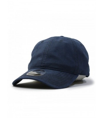 Heavy Washed Wax Coated Adjustable Low Profile Baseball Cap - Navy/Without Buckram - C412NV4Q1PT