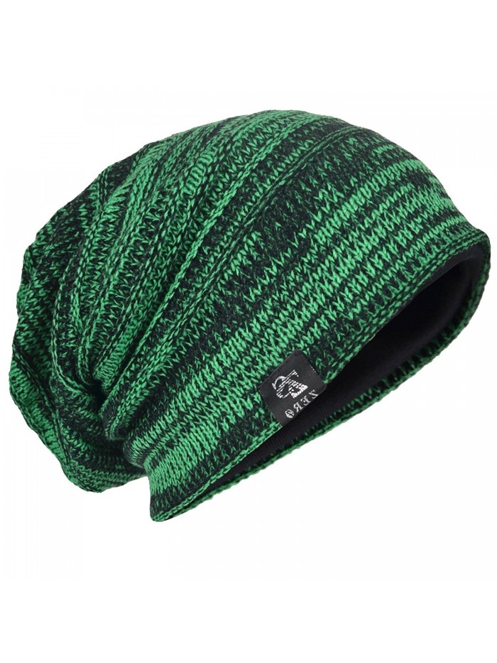 HISSHE Men Oversize Skull Slouch Beanie Large skullcap Knit Hat - Green - C0183YWT4WE