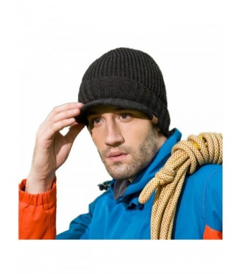 Home Prefer Men's Outdoor newsboy Hat Winter Warm Thick Knit Beanie Cap With Visor - Dark Gray - CT126Z654E1