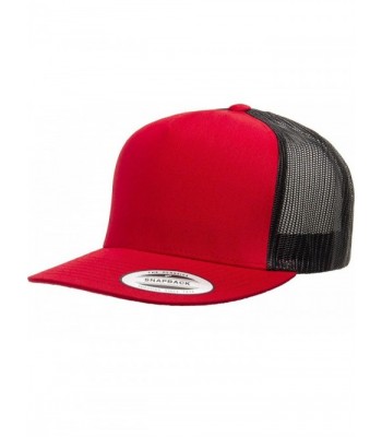 Yupoong Five-Panel Classic Trucker Cap - One Size - Red/Black - CI12D6Q7HD9