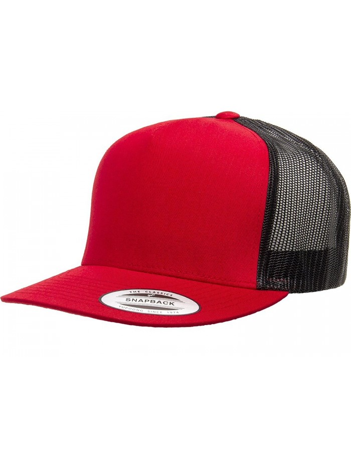 Yupoong Five-Panel Classic Trucker Cap - One Size - Red/Black - CI12D6Q7HD9