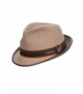 Carlos Santana Wool Felt Fedora with Guitar Pin - Meditation (SAN216) (S/M- TAN) - CL11PJQ63OT