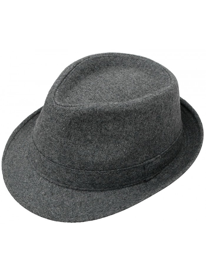 Hemantal Men's/Women's Cotton Blended Short Brim Fedora Hat Manhattan Hat - C.grey - C1180D4ASEO