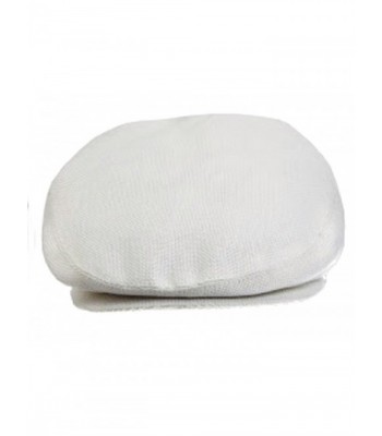 Men's Fashion Cap Ivy Flat Newboy Hat Ultra Light Weight Fitted - White - CA11U7JPR7R