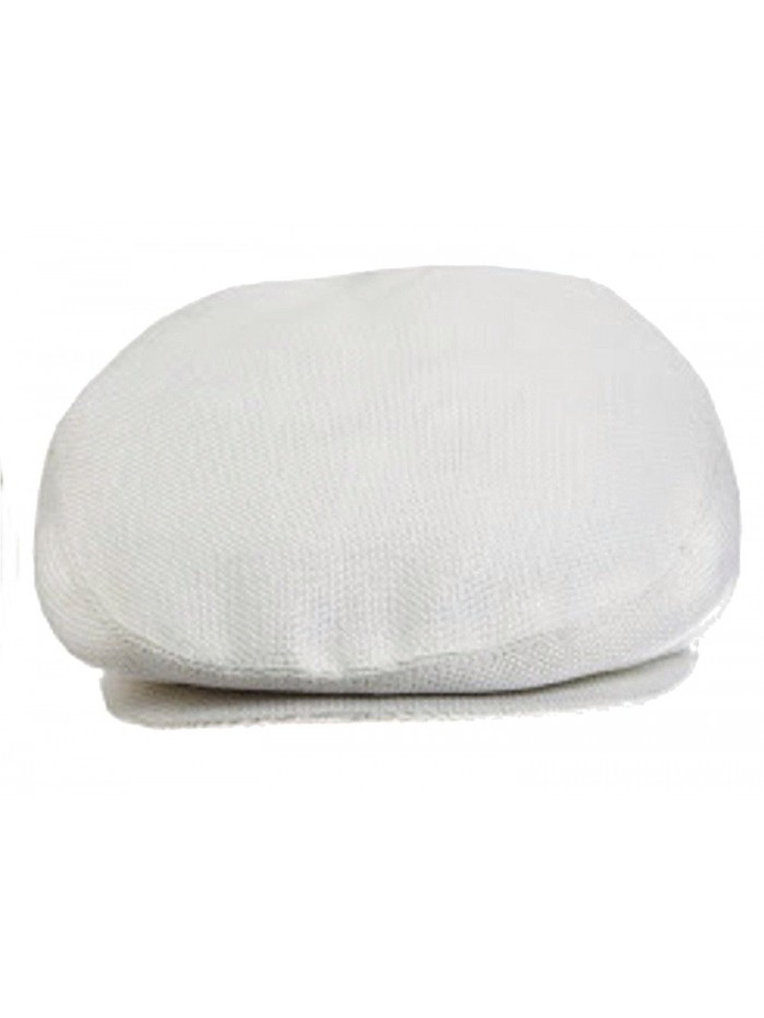 Men's Fashion Cap Ivy Flat Newboy Hat Ultra Light Weight Fitted - White - CA11U7JPR7R