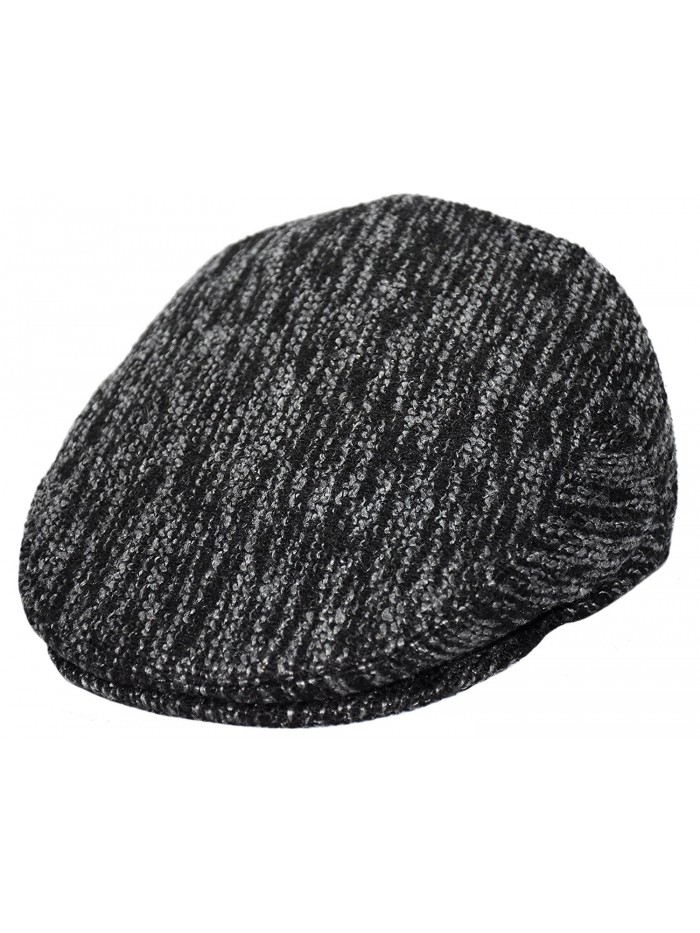 Men's Classic Newsboy Cap- Flat Ivy Hat- Snap Brim Herringbone Tweed Cap - Dk.gray Tweed2066 - CZ186XZEZCA