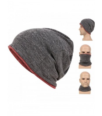 Maleroads Beanie For Men and Women Baggy Skull Cap Slouchy Hat Winter Cap - Gray Red - C412MA8SOFR