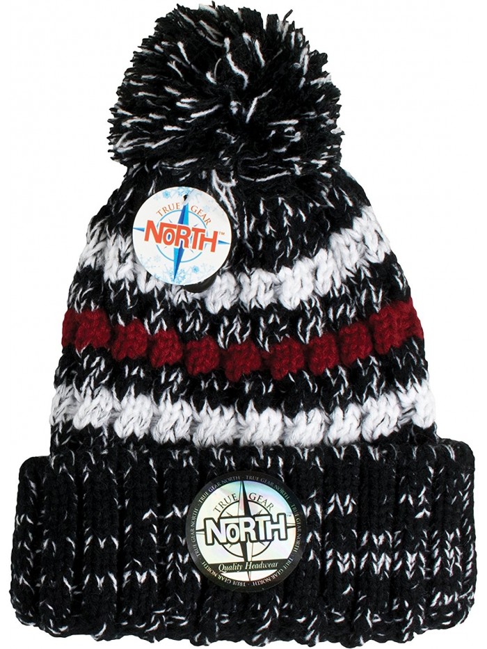 True Gear North Men's Knit Pom Frigg Beanie Winter Hat - Black - C7187CZSRT4