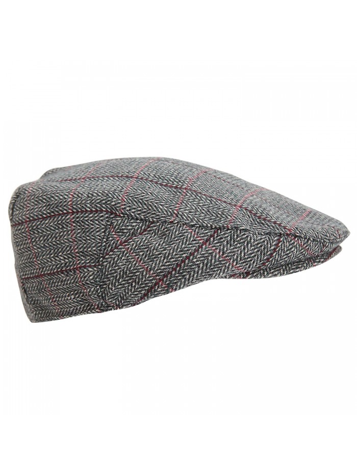 Universal Textiles Mens Traditional Lined Flat Cap - Green/Gray - C912EWFTP1Z
