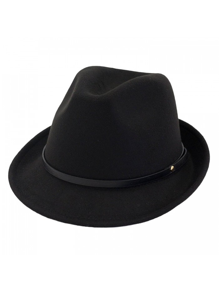 doublebulls hats Fedora Hat Mens Womens Winter Trilby Hat Plain Cap Gentlemens Choice-Multicolor - Black - C8187WEY93M