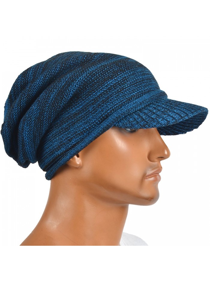 Mens Womens Thick Fleece Lined Knit newsboy Cap Slouch Beanie Hat With