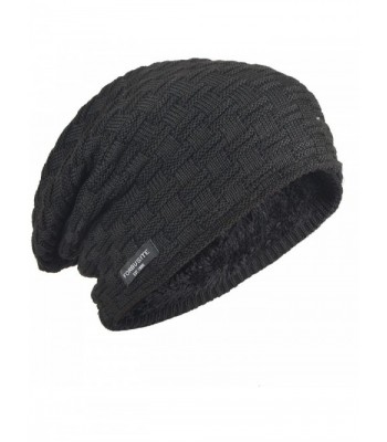Z&s Stylish Men's Warm Oversized Winter Beanie Knit Hat - Black - CT126UWRK15