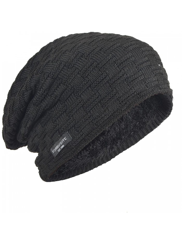 Z&s Stylish Men's Warm Oversized Winter Beanie Knit Hat - Black - CT126UWRK15