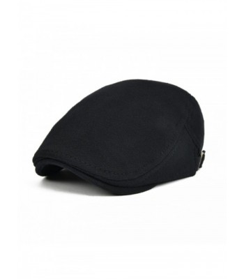 VOBOOM Men's Cotton Flat IVY Gatsby newsboy Driving Hat Cap - Black - CW17YCYYSUG