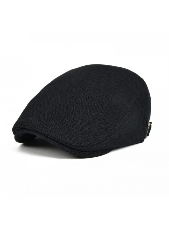 VOBOOM Men's Cotton Flat IVY Gatsby newsboy Driving Hat Cap - Black - CW17YCYYSUG