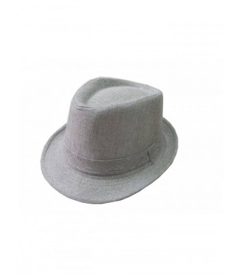 JTC Fedoras Gangster Summer Hat Jazz Caps Light Gray - CN11KYBAX2L