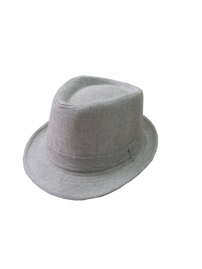 JTC Fedoras Gangster Summer Hat Jazz Caps Light Gray - CN11KYBAX2L