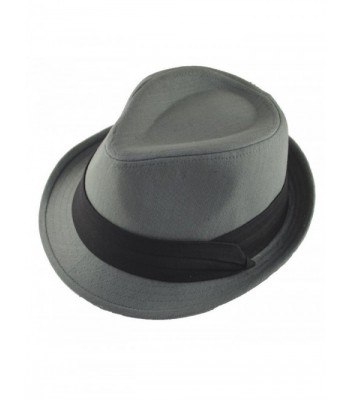 Cotton Fedora Black Band S/M Charcoal Gray Grey - C4119D5VV8P