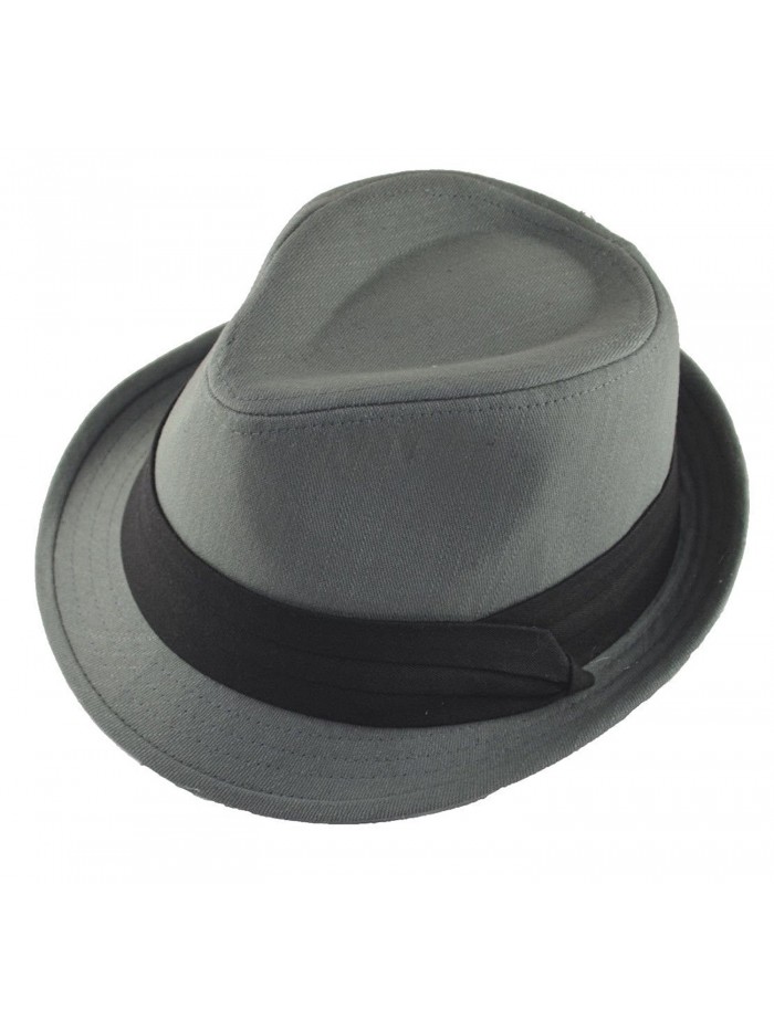 Cotton Fedora Black Band S/M Charcoal Gray Grey - C4119D5VV8P