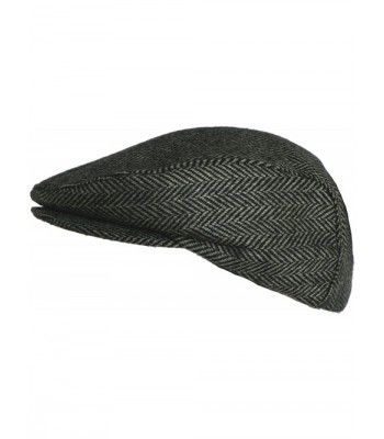 Broner Wool Herringbone Flap Black in Men's Newsboy Caps