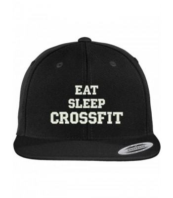 Trendy Apparel Shop Eat Sleep Crossfit Embroidered Flatbill Snapback Baseball Cap - Black - C712FXK68UT