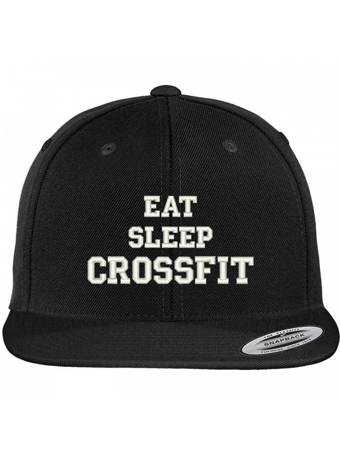 Trendy Apparel Shop Eat Sleep Crossfit Embroidered Flatbill Snapback Baseball Cap - Black - C712FXK68UT