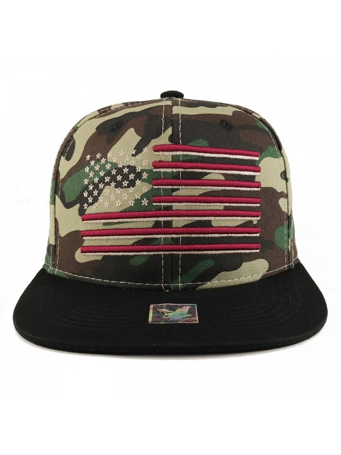 Armycrew USA American Flag Embroidered Flat Bill Snapback Cap - Military Camo - C918754HX7R