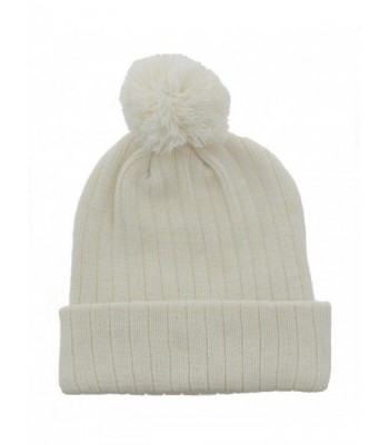 Milani Winter Thick Pom Beanie with Cuff Skull Cap Hat - White - CH11QQG4DVL