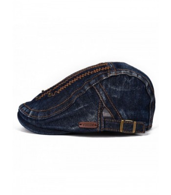 VOBOOM Denim Solid Newsboy Cabbie in Men's Newsboy Caps