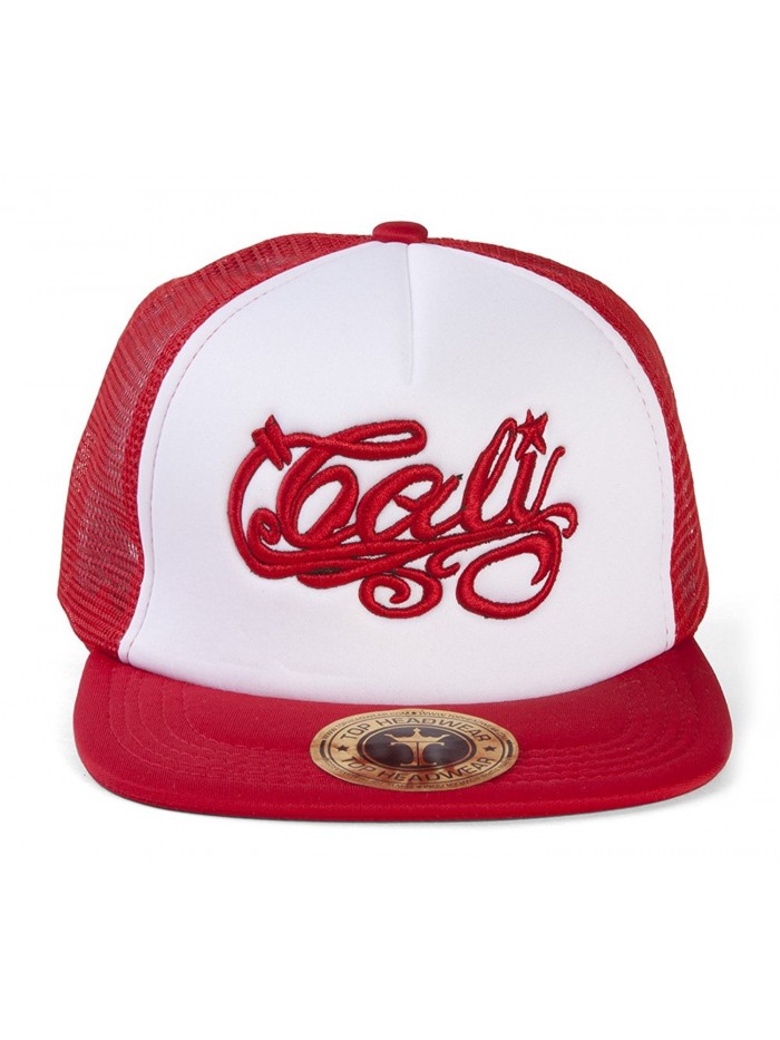 TopHeadwear Cali Script Trucker Hat (Various Colors) - White/Red - CM184TGT885