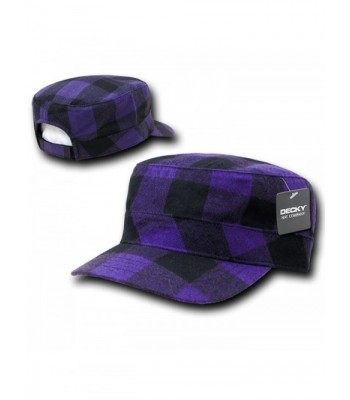 Military BDU Style Plaid Design Flat Top Adjustable Cap - Purple - CP12N20CNCC