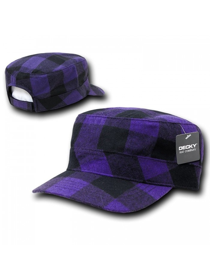 Military BDU Style Plaid Design Flat Top Adjustable Cap - Purple - CP12N20CNCC