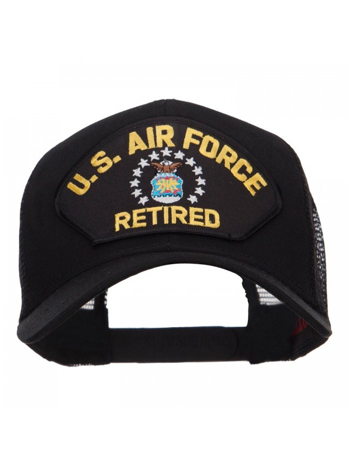 E4hats US Air Force Retired Military Patched Mesh Cap - Black - C0124YMGB1X