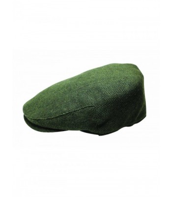 Quiet Man The Irish Designed Green Herringbone Designed Flat Cap - C412N1JTIUZ