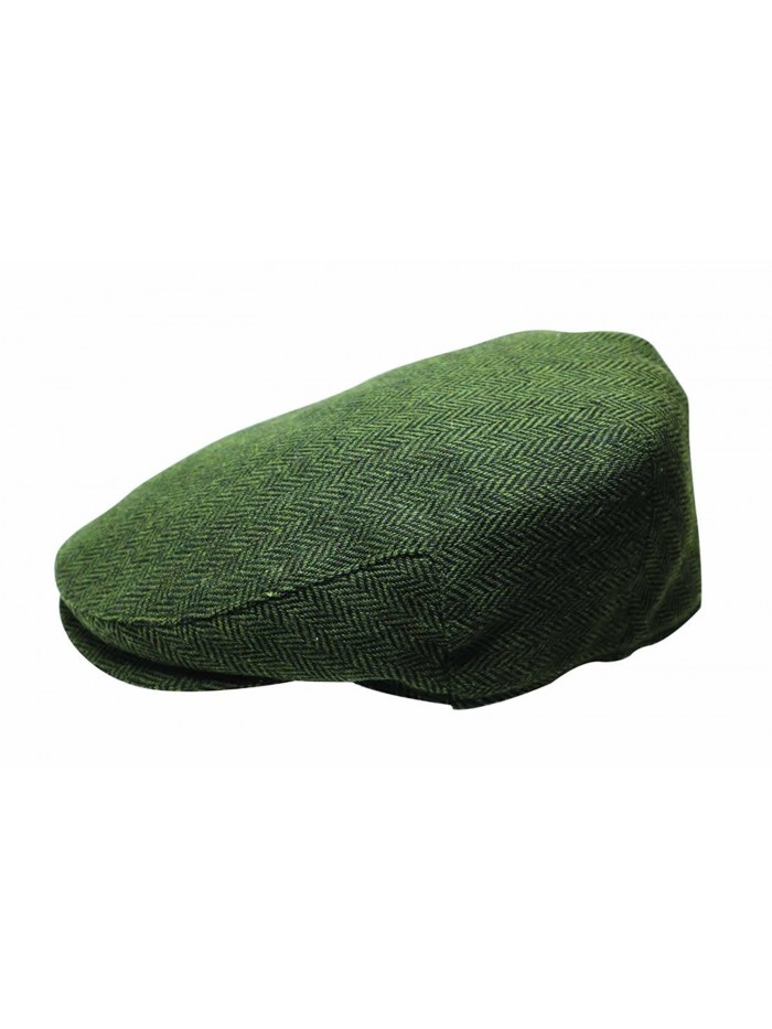 Quiet Man The Irish Designed Green Herringbone Designed Flat Cap - C412N1JTIUZ