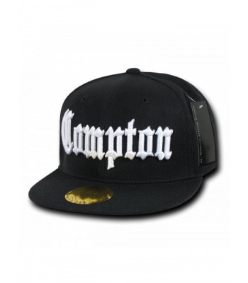 City Name Old English Embroidered Flat Bill Snapback Cap - Black/Compton - C512F0NUGRP