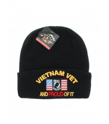 Vietnam Vet And Proud of It Embroidered Beanie - Black - C611TYYDIMH