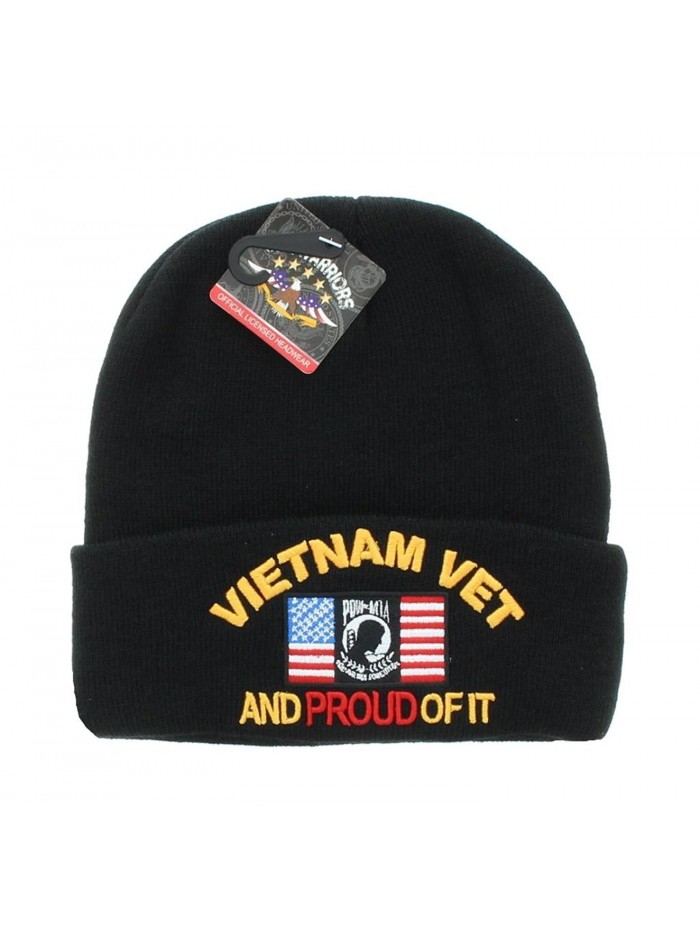 Vietnam Vet And Proud of It Embroidered Beanie - Black - C611TYYDIMH