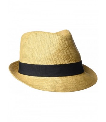 Henschel Men's Straw Fedora With Black Band - Beige - CD12H9AJH1R