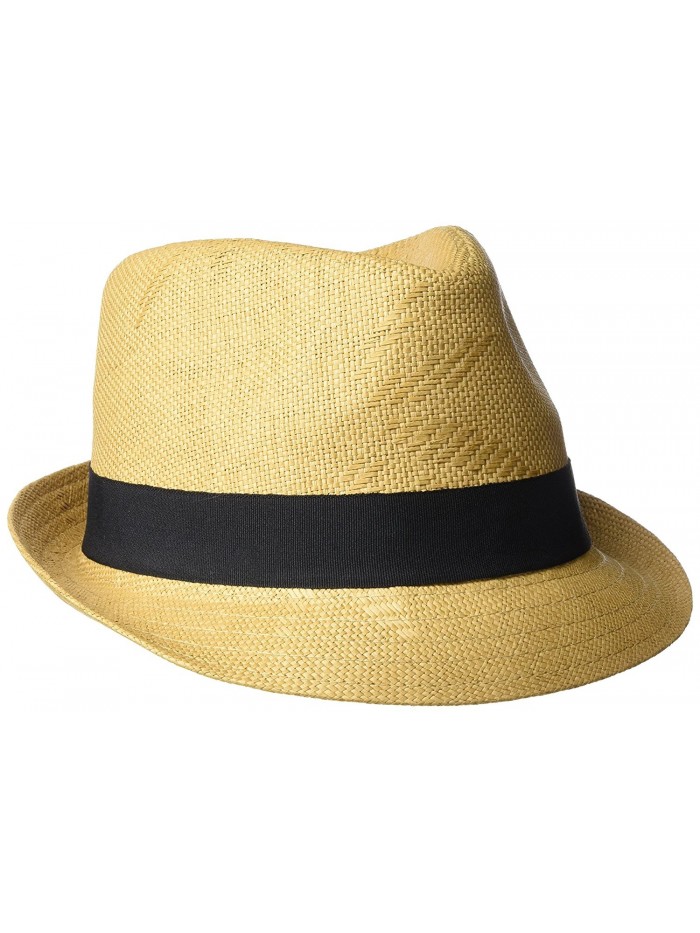 Henschel Men's Straw Fedora With Black Band - Beige - CD12H9AJH1R