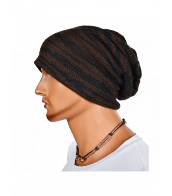 Chic Stripe Knit Slouch Beanie in Men's Skullies & Beanies