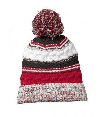 Joe's USA -Warm & Cozy Pom Pom Beanie in 7 Colors - True Red/ Black/ White - CR11SNJHCDP